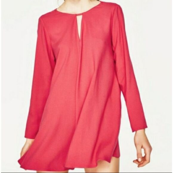 Zara Romper Shorts Micro Mini Mod GoGo Twiggy Babydoll Tunic Party Retro Coral S - Picture 2 of 10